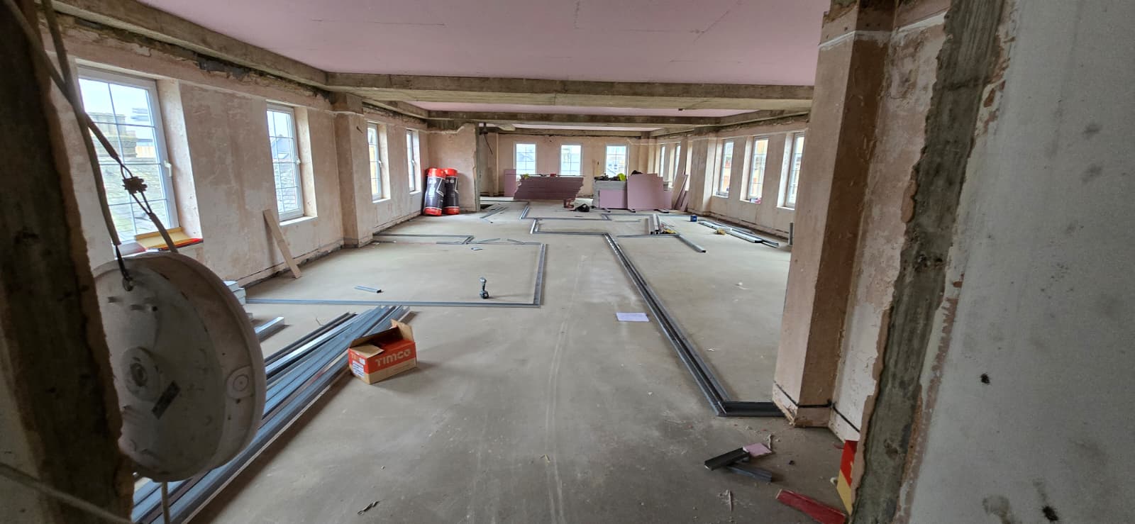Construction on a commercial to residential conversion project